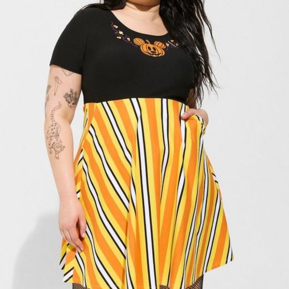 ❤️NWT VINTAGE TORRID FOXY DRESS DISNEY MICKEY MOUSE PUMPKIN CANDY HALLOWEEN 4X - Picture 10 of 12